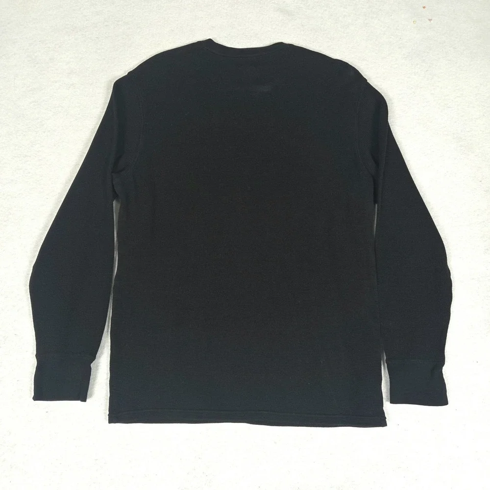 Polo Ralph Lauren Shirt Mens‎ Large Black Waffle Knit Thermal Cotton Long Sleeve